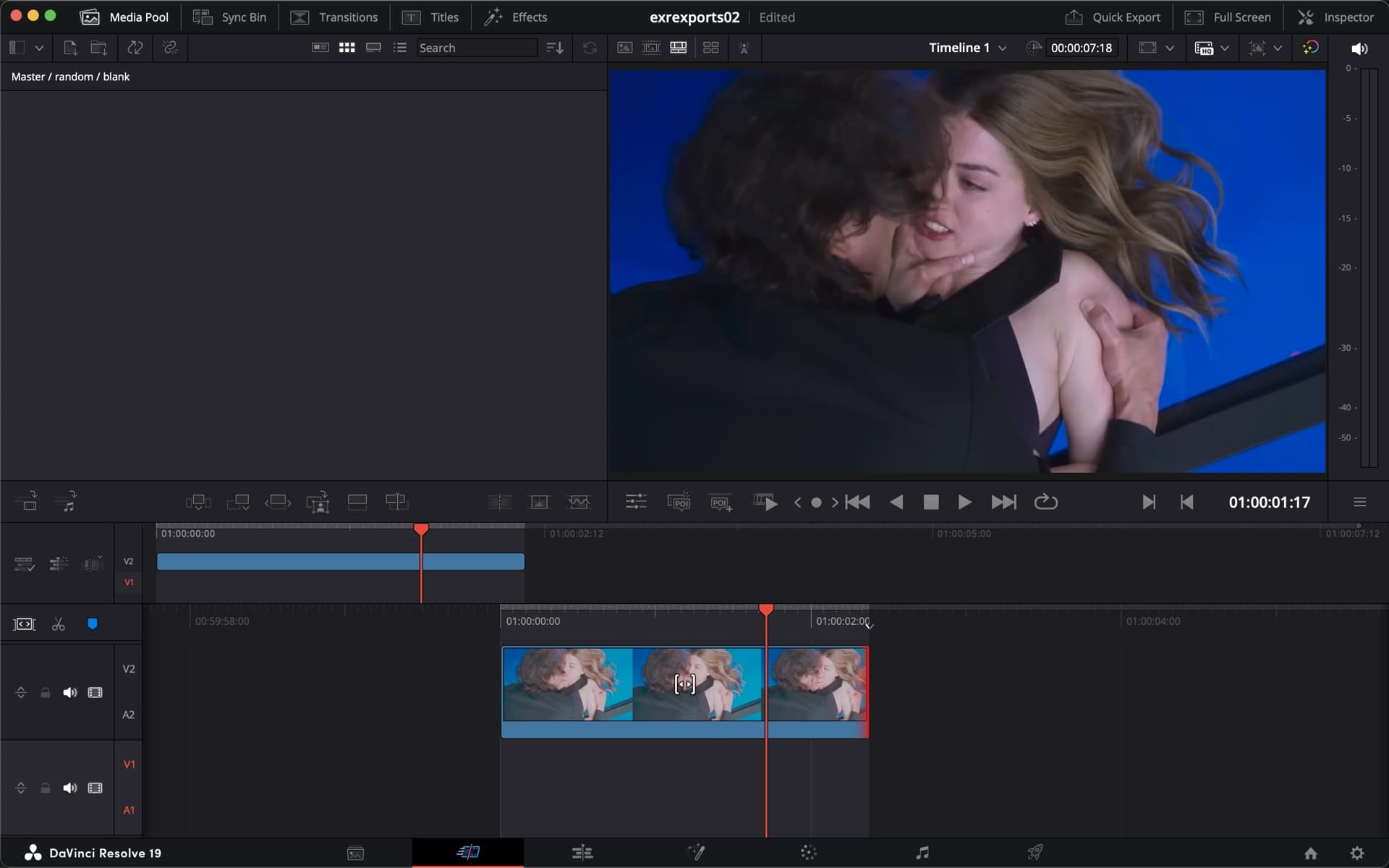 The same shot after the correct ACES Input Transform is applied. Contrast and saturation are restored and the background has returned to a deep blue.
